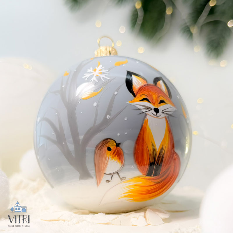 Glob pictat manual Vulpea cu măcăleandru - imagine 3