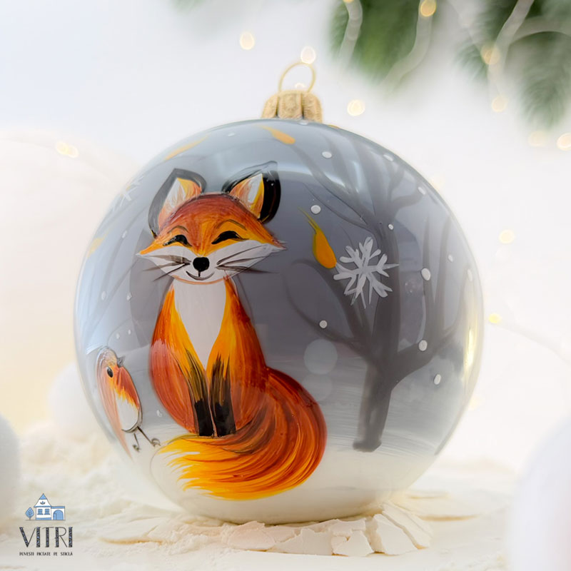 Glob pictat manual Vulpea cu măcăleandru - imagine 4