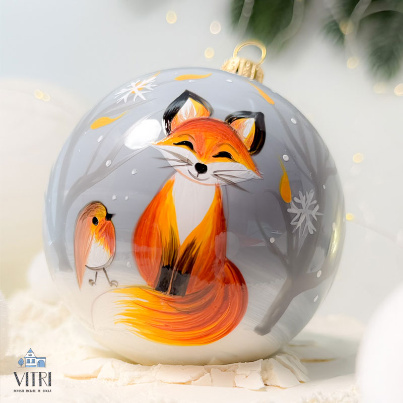 Glob pictat manual Vulpea cu măcăleandru - imagine 5