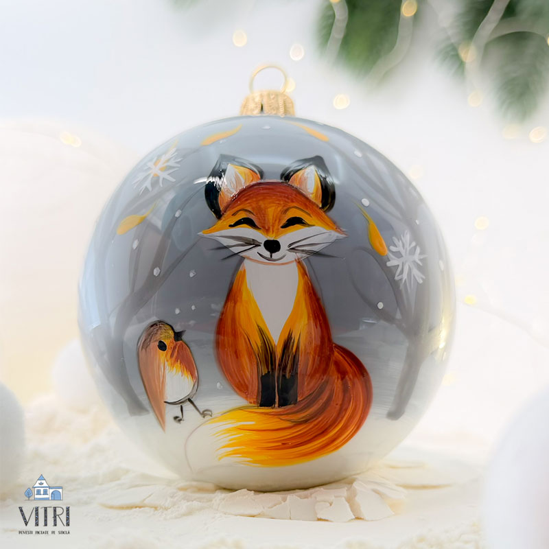 Glob pictat manual Vulpea cu măcăleandru - imagine 2