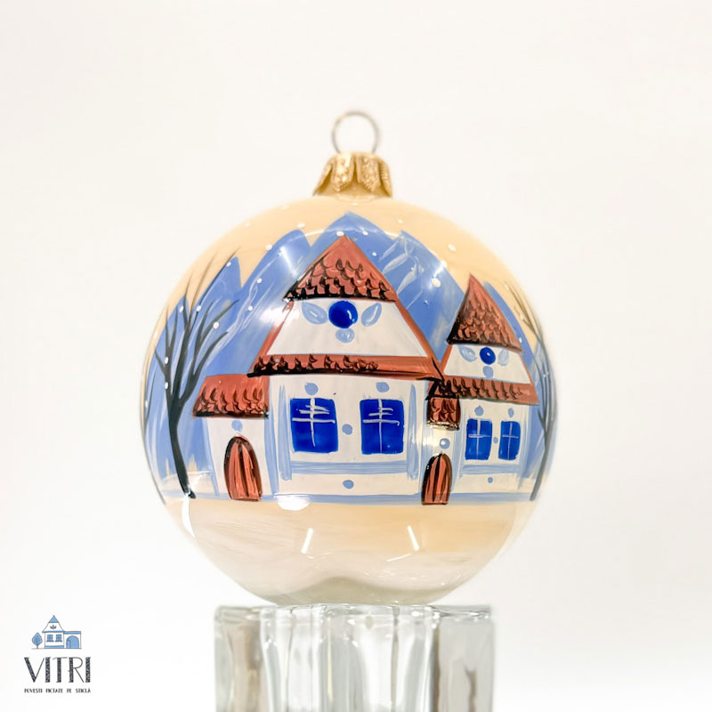 Glob pictat manual Satul transilvănean - Căsuțe de poveste - imagine 2