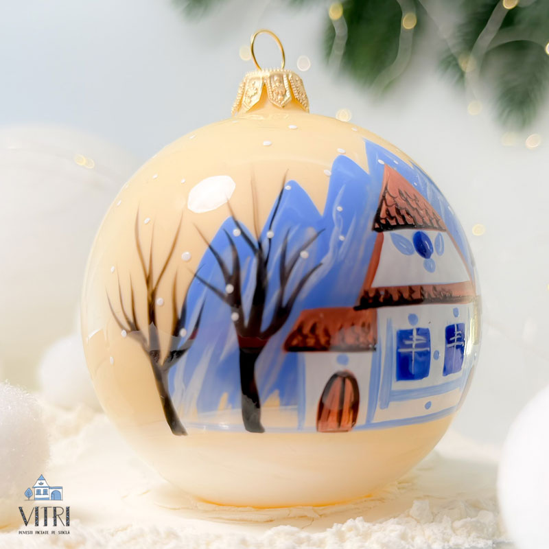 Glob pictat manual Satul transilvănean - Căsuțe de poveste - imagine 3