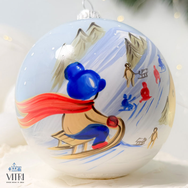 Glob pictat manual Iarna pe uliță - imagine 3