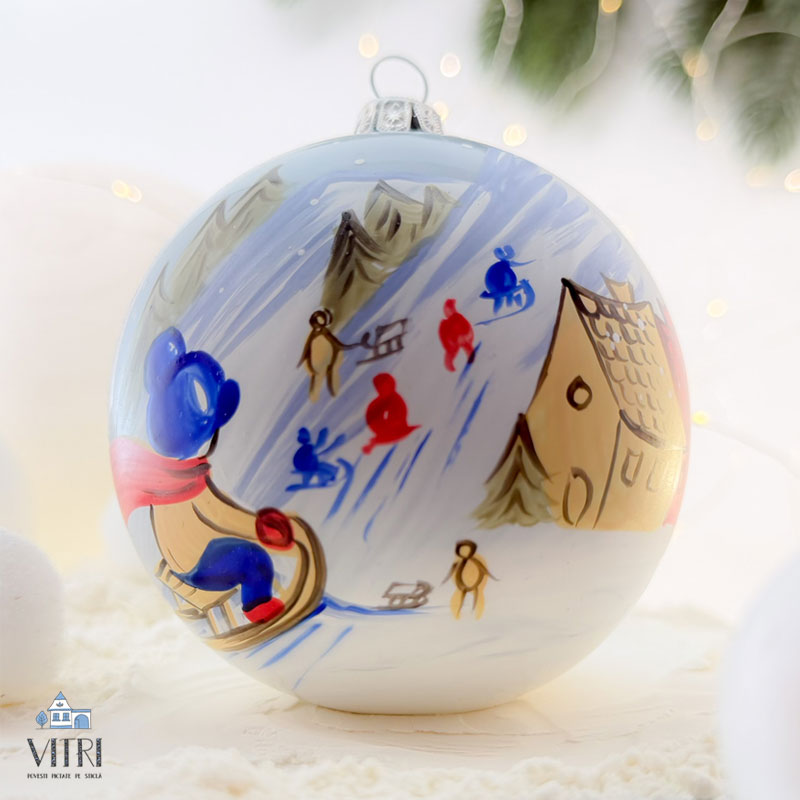 Glob pictat manual Iarna pe uliță - imagine 4