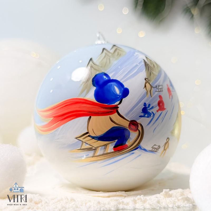 Glob pictat manual Iarna pe uliță - imagine 5