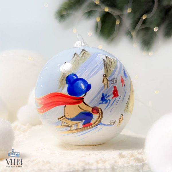 Glob pictat manual Iarna pe uliță